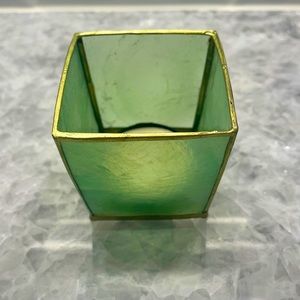 Square Green Capiz Tealight Candle Holder & Candle
